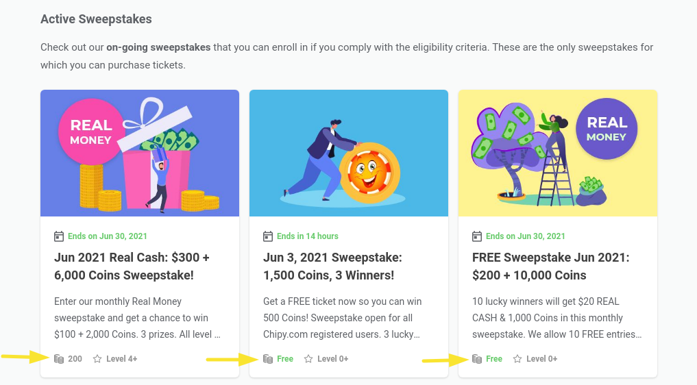 Sweepstakes by Chipy.com - Enter Now to Win Real Money & Coins